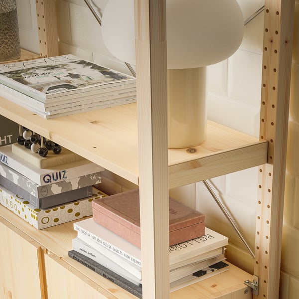 IKEA IVAR 2 Section Shelving Unit W/cabinet Pine 68 1/2x11 3/4x70 1/2 "