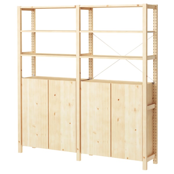 IKEA IVAR 2 section shelving unit w/cabinet pine 68 1/2x11 3/4x70 1/2 "