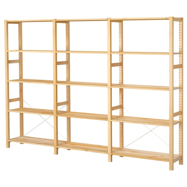 IKEA IVAR 3 section shelving unit pine 102x11 3/4x70 1/2 "