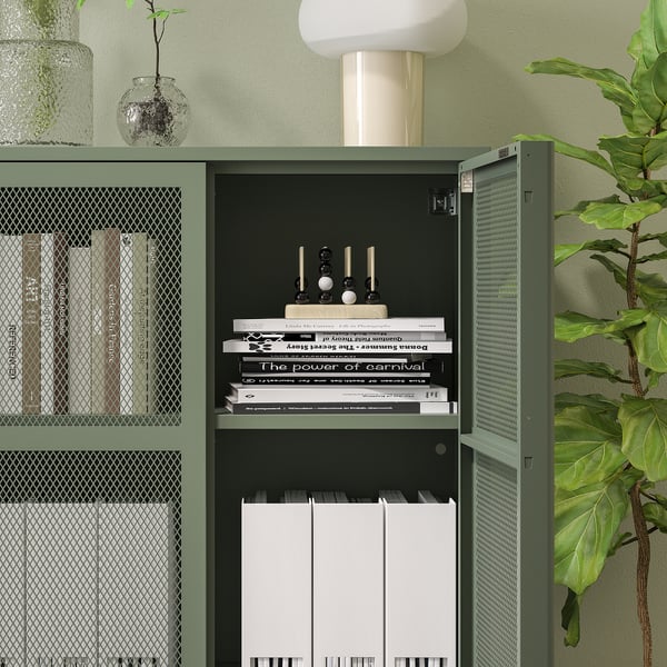 IKEA IVAR Cabinet With Doors Gray-green Mesh 31 1/2x32 5/8 "