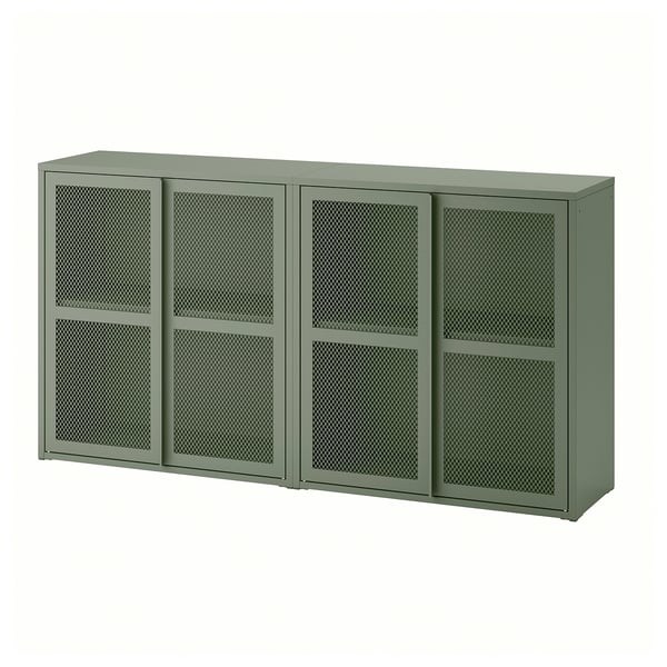 IKEA IVAR Cabinet with doors gray-green mesh 63x11 3/4x32 5/8 "