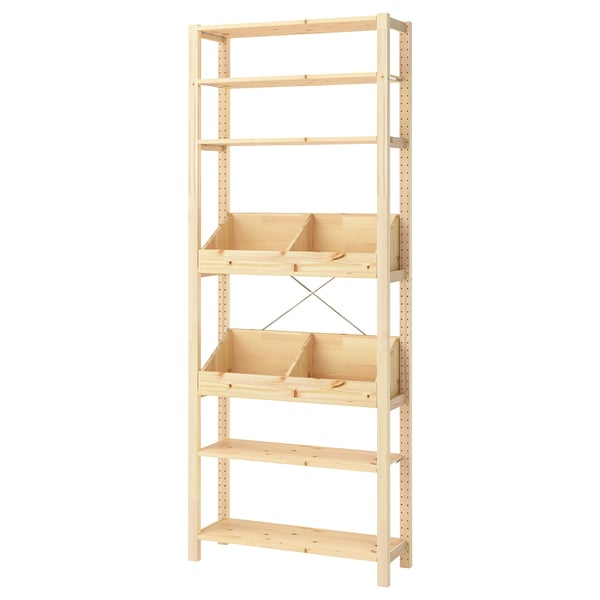 IKEA IVAR Shelving unit with 2 box shelves/pine 35x11 3/4x89 1/8 "