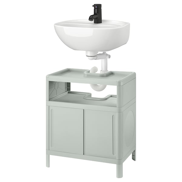 IKEA IVÖSJÖN / SKATSJÖN Wash-stnd w slid drs/wash-basin/tap green 19 5/8x13 3/4 "