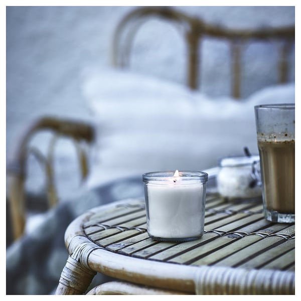 IKEA JÄMLIK Scented Candle In Glass Vanilla/light Beige 20 Hr