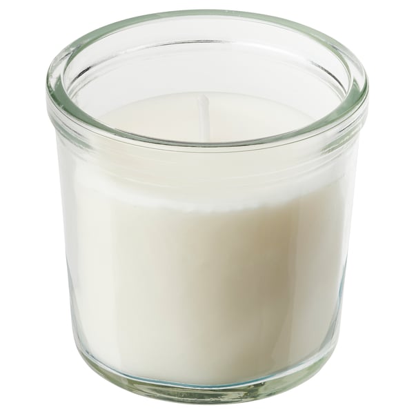 IKEA JÄMLIK Scented candle in glass Vanilla/light beige 20 hr