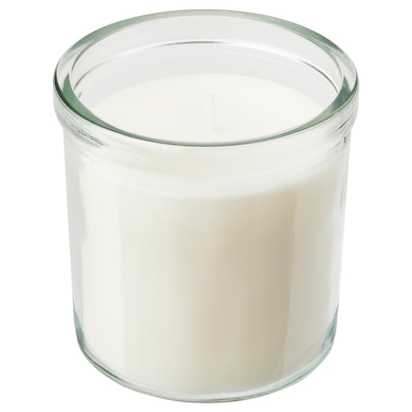 IKEA JÄMLIK Scented candle in glass Vanilla/light beige 40 hr IKEA JÄMLIK Scented candle in glass Vanilla/light beige 40 hr
