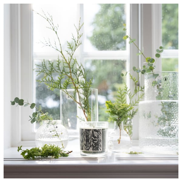 IKEA JÄMTSKOGEN Scented Candle In Glass Cypress & Eucalyptus/dark Green 45 Hr