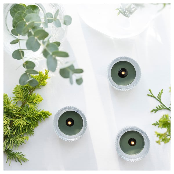 IKEA JÄMTSKOGEN Scented Tealight Cypress & Eucalyptus/dark Green 3.5 Hr