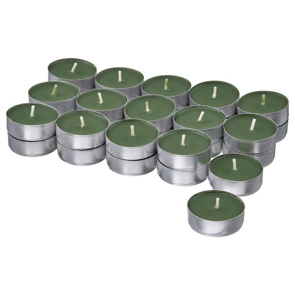 IKEA JÄMTSKOGEN Scented tealight cypress & eucalyptus/dark green 3.5 hr