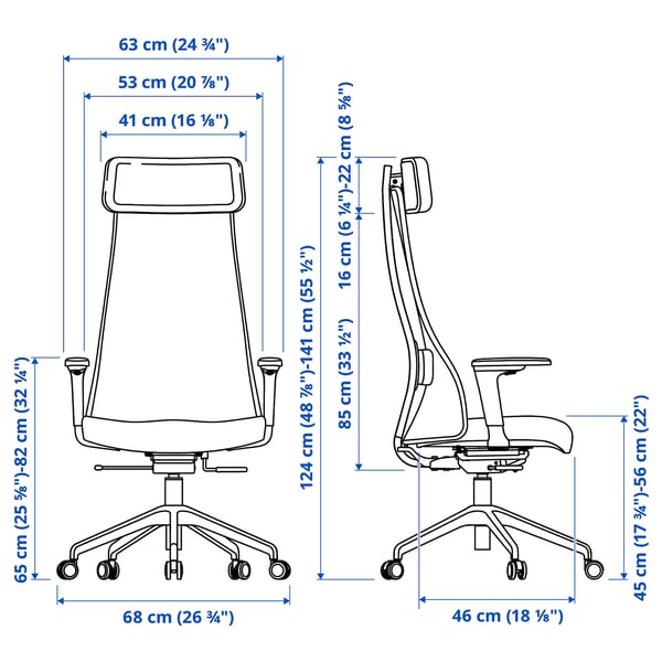 IKEA JÄRVFJÄLLET Office Chair With Armrests Glose Black