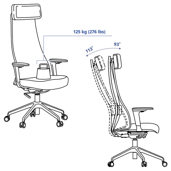 IKEA JÄRVFJÄLLET Office Chair With Armrests Glose Black