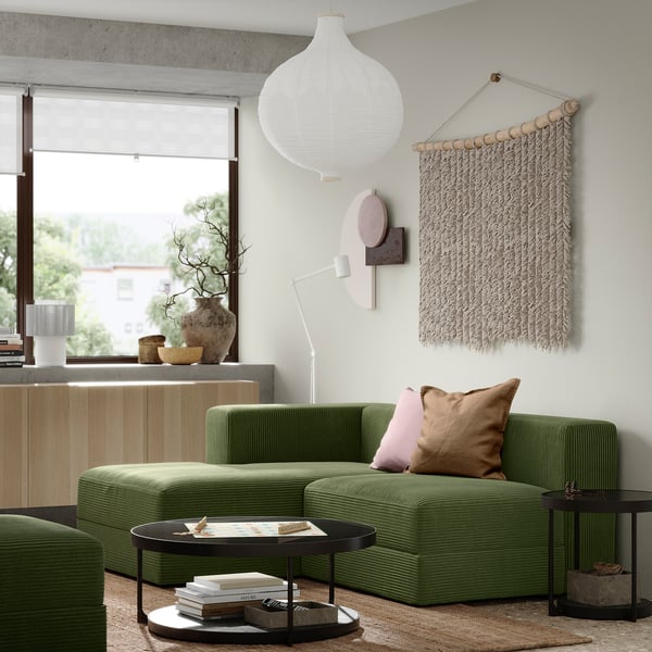 IKEA JÄTTEBO 2.5-seat Mod Sofa W Chaise Left/Samsala Dark Yellow-green