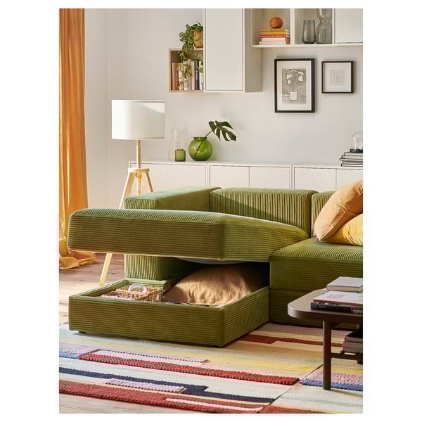 IKEA JÄTTEBO 2.5-seat Mod Sofa W Chaise Left/Samsala Dark Yellow-green