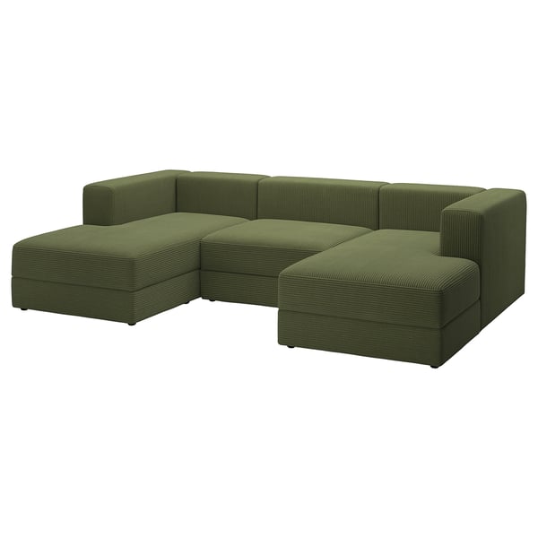 IKEA JÄTTEBO 3.5-seat mod sofa w chaise armrests Samsala/dark yellow-green