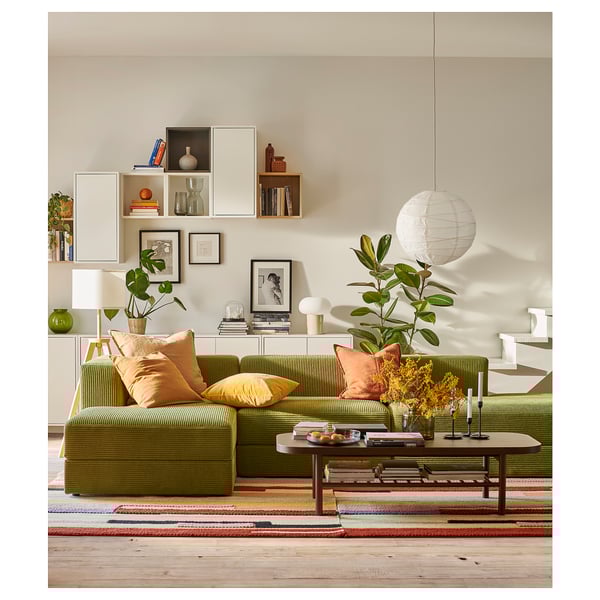 IKEA JÄTTEBO 3.5-seat Mod Sofa W Chaise Samsala Dark Yellow-green