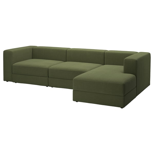 IKEA JÄTTEBO 4-seat mod sofa w chaise right/Samsala dark yellow-green