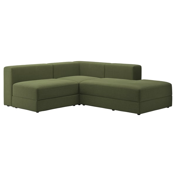 IKEA JÄTTEBO Mod corner sofa 2.5-seat w chaise right/Samsala dark yellow-green