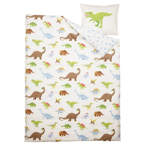 IKEA JÄTTELIK Duvet Cover And Pillowcase(s) Dinosaurs/white Twin