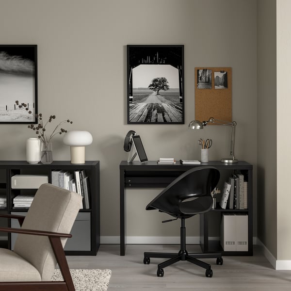 IKEA KALLAX / ELDBERGET Desk And Chair Black-brown/dark Gray Black