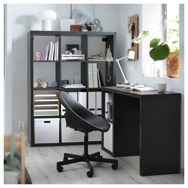 IKEA KALLAX / ELDBERGET Desk And Chair Black-brown/dark Gray Black