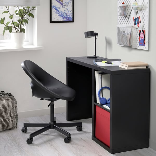IKEA KALLAX / ELDBERGET Desk And Chair Black-brown/dark Gray Black