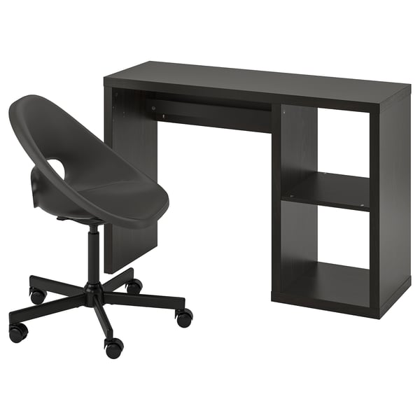 IKEA KALLAX / ELDBERGET Desk and chair black-brown/dark gray black