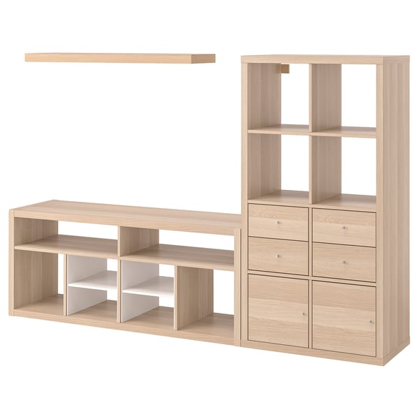 IKEA KALLAX / LACK TV storage combination white stained oak effect 88 1/4x15 3/8x57 7/8 "