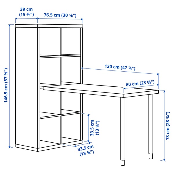 IKEA KALLAX / LAGKAPTEN Workstation White 30 1/8x62 5/8x57 5/8 "