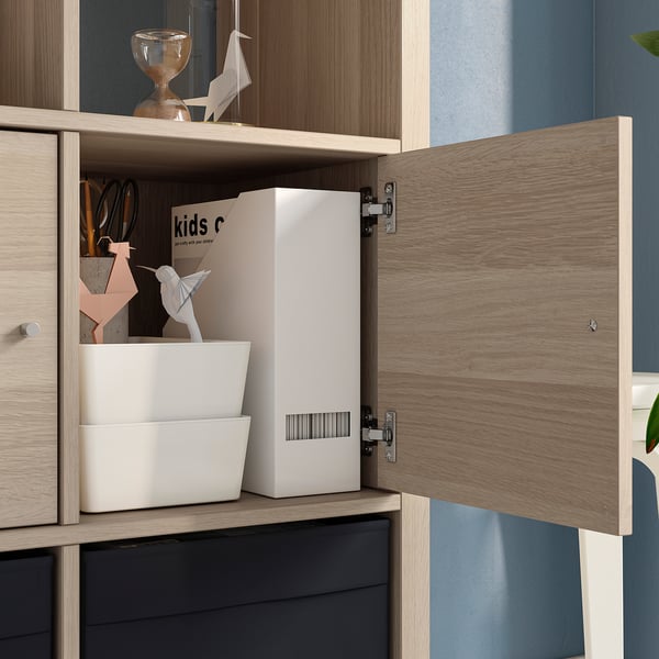 IKEA KALLAX Shelf Unit With 4 Inserts White Stained Oak Effect 57 7/8x57 5/8 "