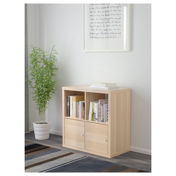IKEA KALLAX Shelf Unit With Doors White Stained Oak Effect 30 1/8x30 1/8 "