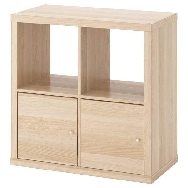IKEA KALLAX Shelf unit with doors white stained oak effect 30 1/8x30 1/8 "