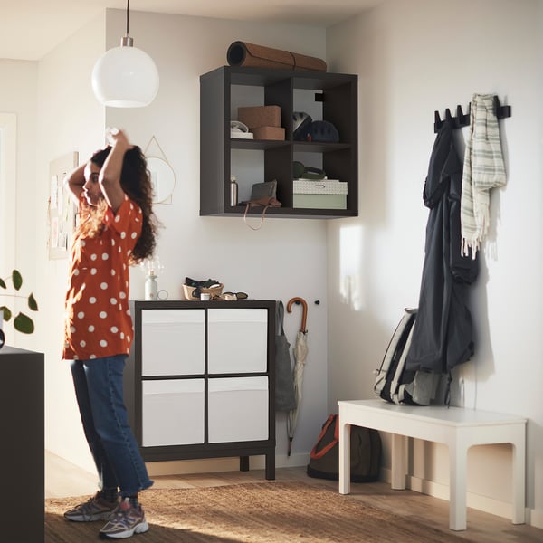 IKEA KALLAX Shelving Unit With Underframe Black-brown/black 30 3/8x37 "