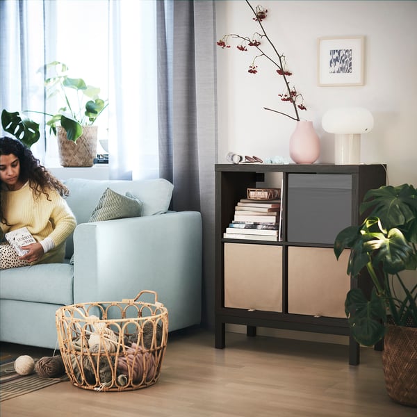 IKEA KALLAX Shelving Unit With Underframe Black-brown/black 30 3/8x37 "