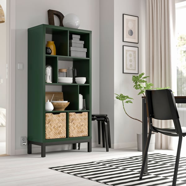 IKEA KALLAX Shelving Unit With Underframe Dark Green/black 30 1/8x15 3/8x64 5/8 "