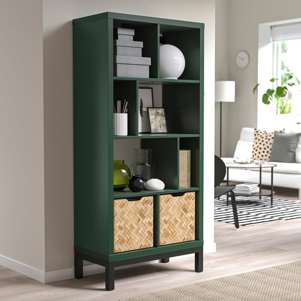 IKEA KALLAX Shelving Unit With Underframe Dark Green/black 30 1/8x15 3/8x64 5/8 "