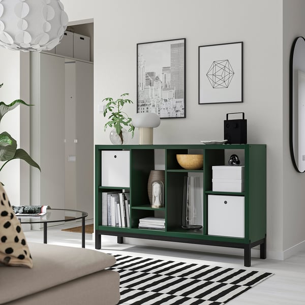 IKEA KALLAX Shelving Unit With Underframe Dark Green/black 57 5/8x15 3/8x37 "