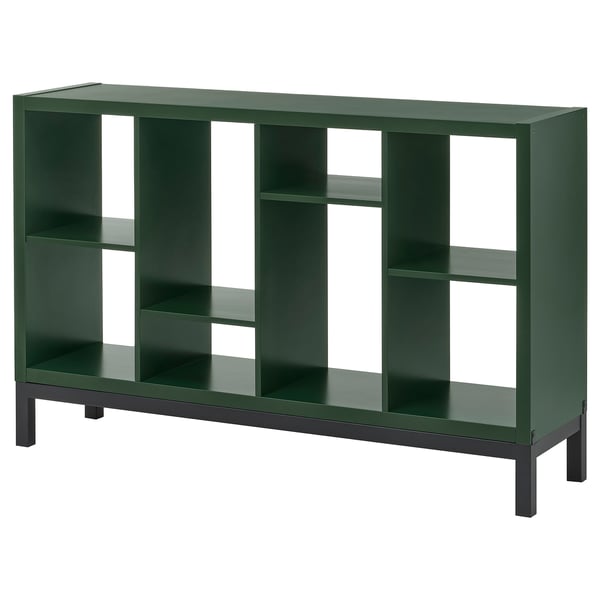 IKEA KALLAX Shelving unit with underframe dark green/black 57 5/8x15 3/8x37 "