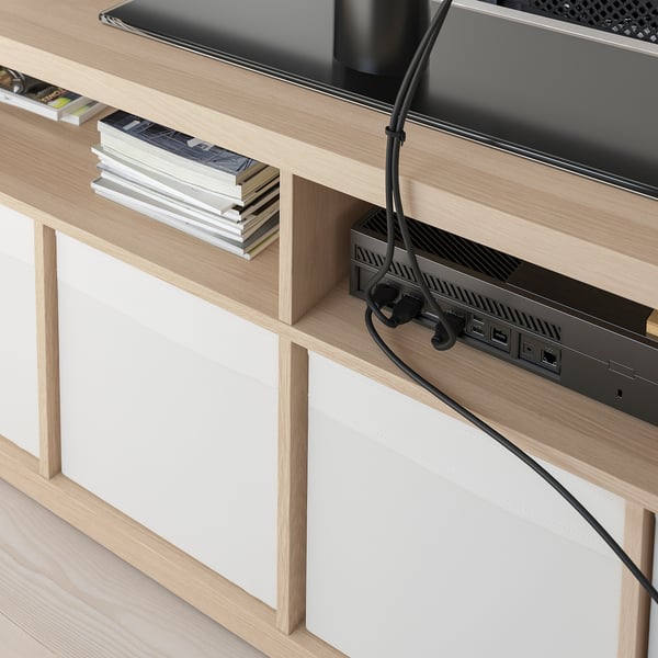 IKEA KALLAX TV Unit White Stained Oak Effect 57 3/4x23 1/2 "