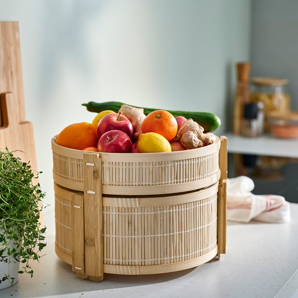 IKEA KANELMOTT Vegetable/fruit Basket Set Of 2 Bamboo
