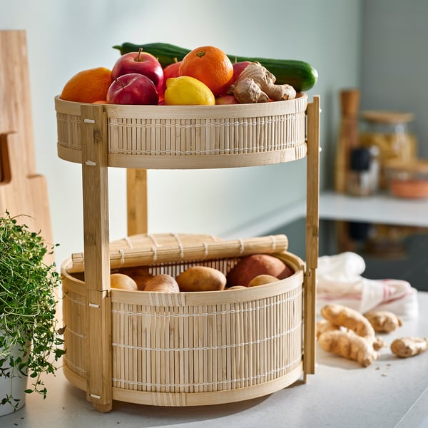 IKEA KANELMOTT Vegetable/fruit Basket Set Of 2 Bamboo