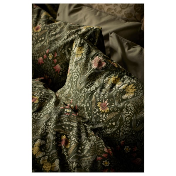 IKEA KÄRRDUNÖRT Duvet Cover And Pillowcase(s) Dark Green/multicolor Full/Queen (Double/Queen)