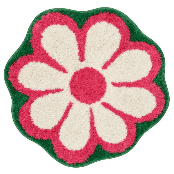 IKEA KÄRRKNIPPROT Bath mat floral pattern/multicolor bright pink 26 "