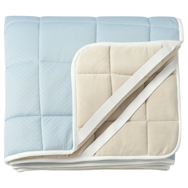 IKEA KEJSAROLVON Mattress protector beige/blue Queen