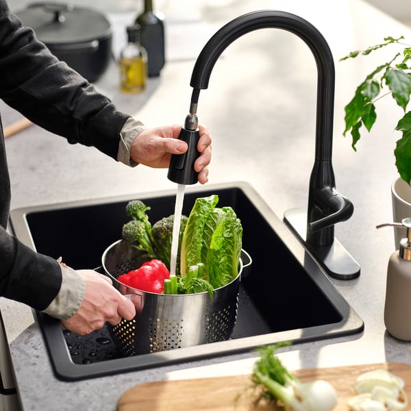 IKEA KILSVIKEN Sink Black Quartz Composite 22x18 1/8 "