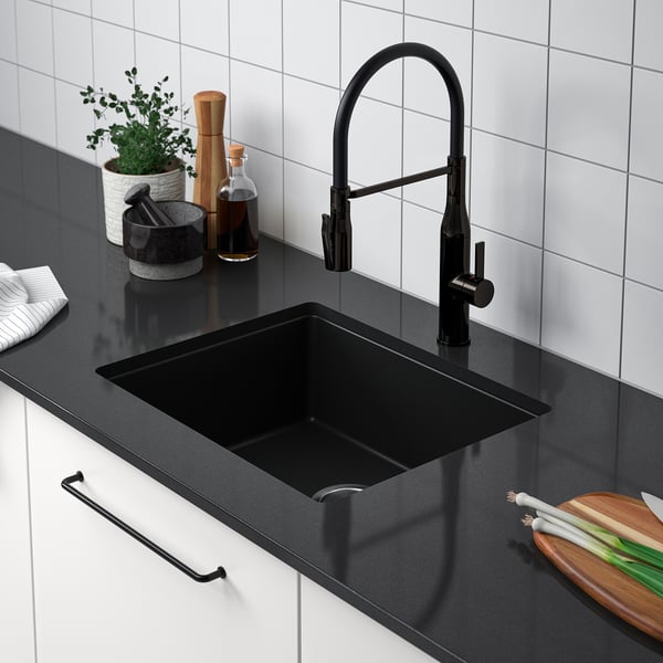 IKEA KILSVIKEN Sink Black Quartz Composite 22x18 1/8 "