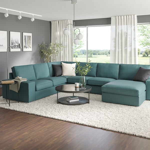 IKEA KIVIK Corner Sectional 5-seat W Chaise Kelinge Gray-turquoise