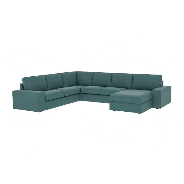 IKEA KIVIK Corner sectional 5-seat w chaise Kelinge gray-turquoise