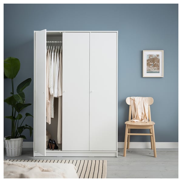 IKEA KLEPPSTAD Wardrobe With 3 Doors White 46 1/8x69 1/4 "