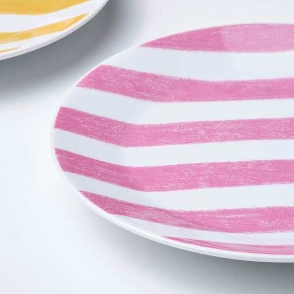 IKEA KLIPPAKLEJA Side Plate Patterned/yellow Pink 6 "