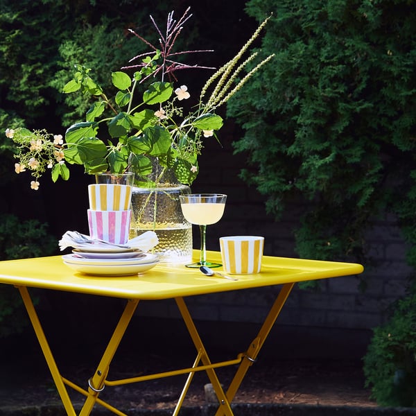 IKEA KLIPPAKLEJA Side Plate Patterned/yellow Pink 6 "